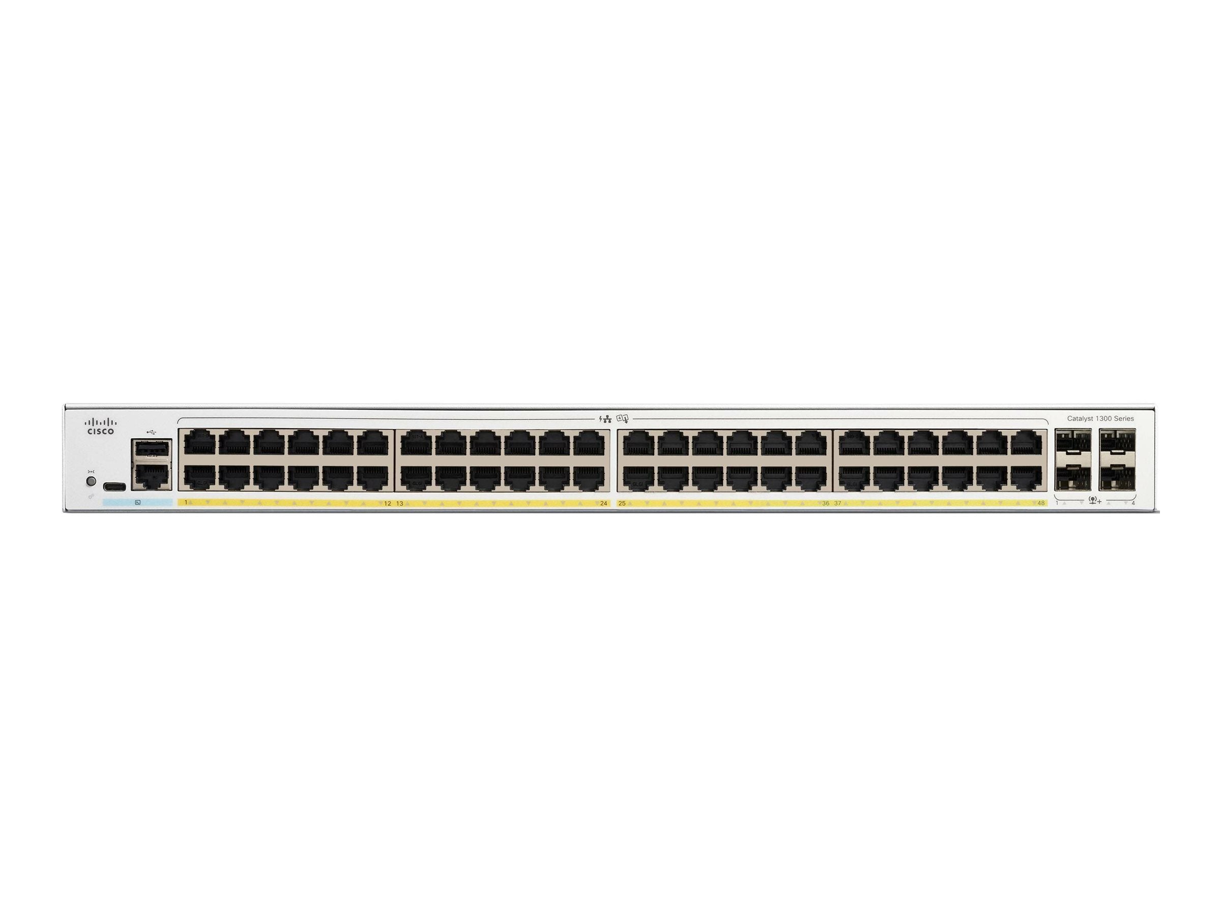 Cisco Catalyst 1300-48FP-4X - Switch - L3 - managed - 48 x 10/100/1000 (PoE+) + 4 x 10 Gigabit SFP+ - rack-mountable - PoE+ (740 C1300-48FP-4X