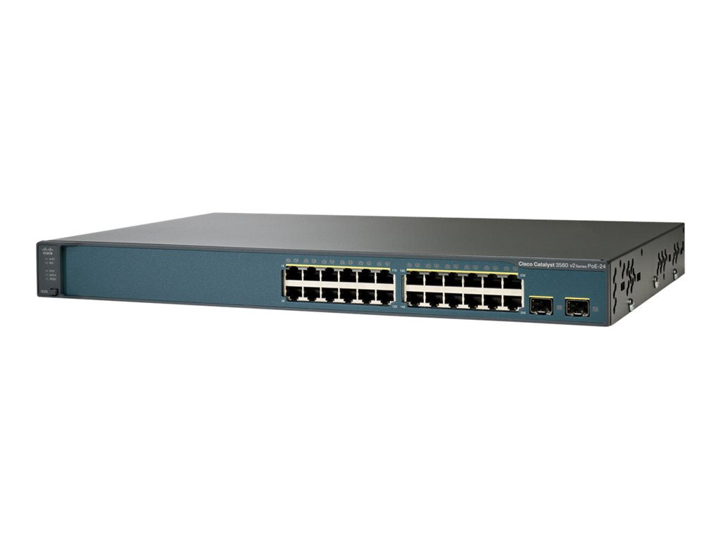 Cisco Catalyst 3750V2-24PS - Switch - L3 - managed - 24 x 10/100 + 2 x SFP - rack-mountable - PoE - refurbished