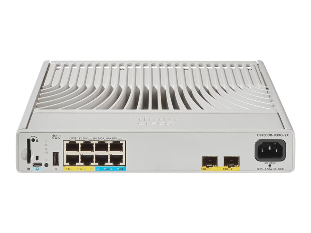 Cisco Catalyst 9200CX - Network Essentials - switch - compact - L3 - managed - 4 x 10/100/1000 (UPOE) + 4 x 100/1000/2.5/5/10G C9200CX-8UXG-2X-E