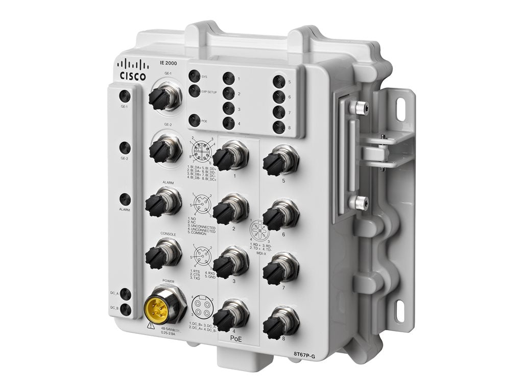 Cisco Industrial Ethernet 2000 IP67 Series - Switch - managed - 8 x 10/100 - wall-mountable - refurbished IE-2000-8T67-B-RF