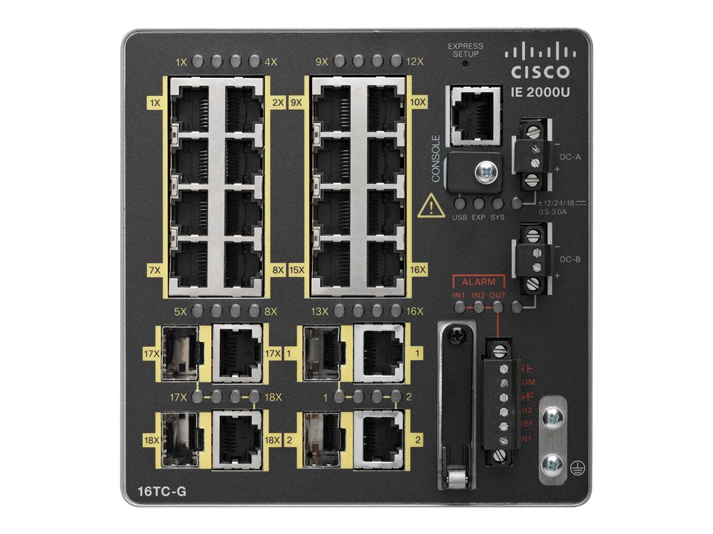 Cisco Industrial Ethernet 2000U Series - Switch - managed - 16 x 10/100 + 2 x combo Gigabit SFP + 2 x combo SFP - DIN