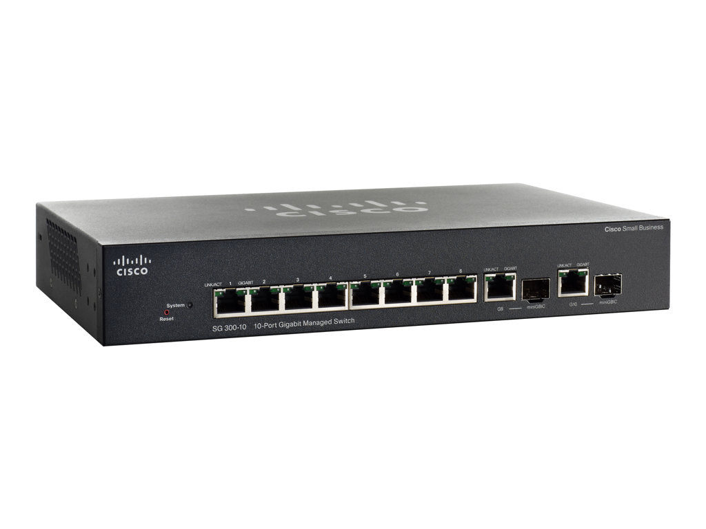 Cisco Small Business SG300-10 - Switch - L3 - managed - 8 x 10/100/1000 + 2 x combo Gigabit SFP - rack-mountable -