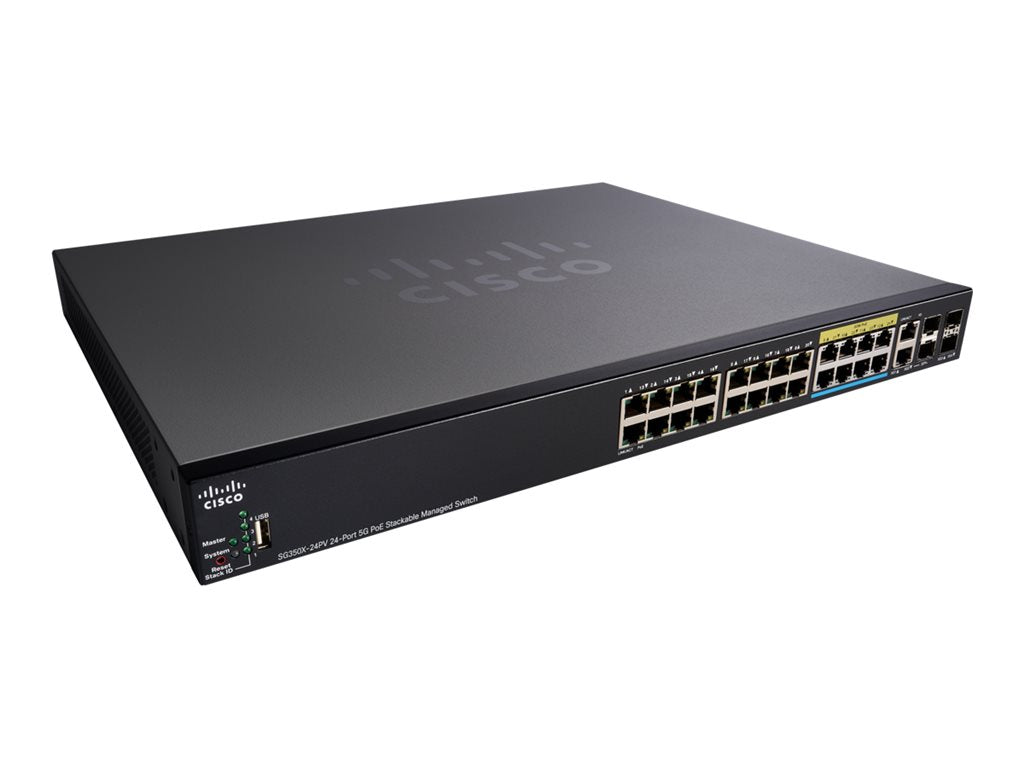 Cisco Small Business SG350X-24PV - Switch - managed - 16 x 10/100/1000 (PoE+) + 8 x 100/1000/2.5G/5G (PoE+) + 2 x combo