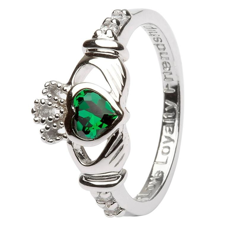 Claddagh Birthstone Ring – May - Size