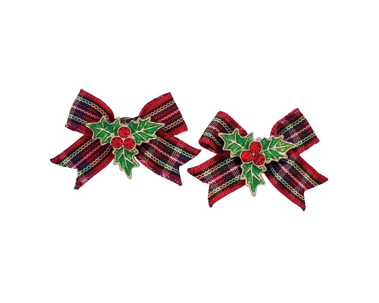 Classic Plaid Bows with Holly Earrings