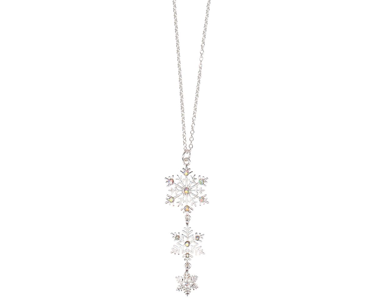 Classic Silver Snowflake Trio - Necklace