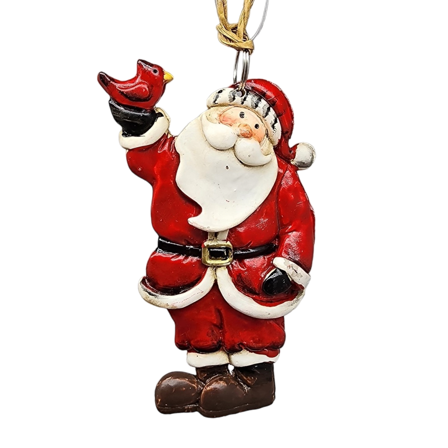 Clay-Style Santa Ornament - Cardinal