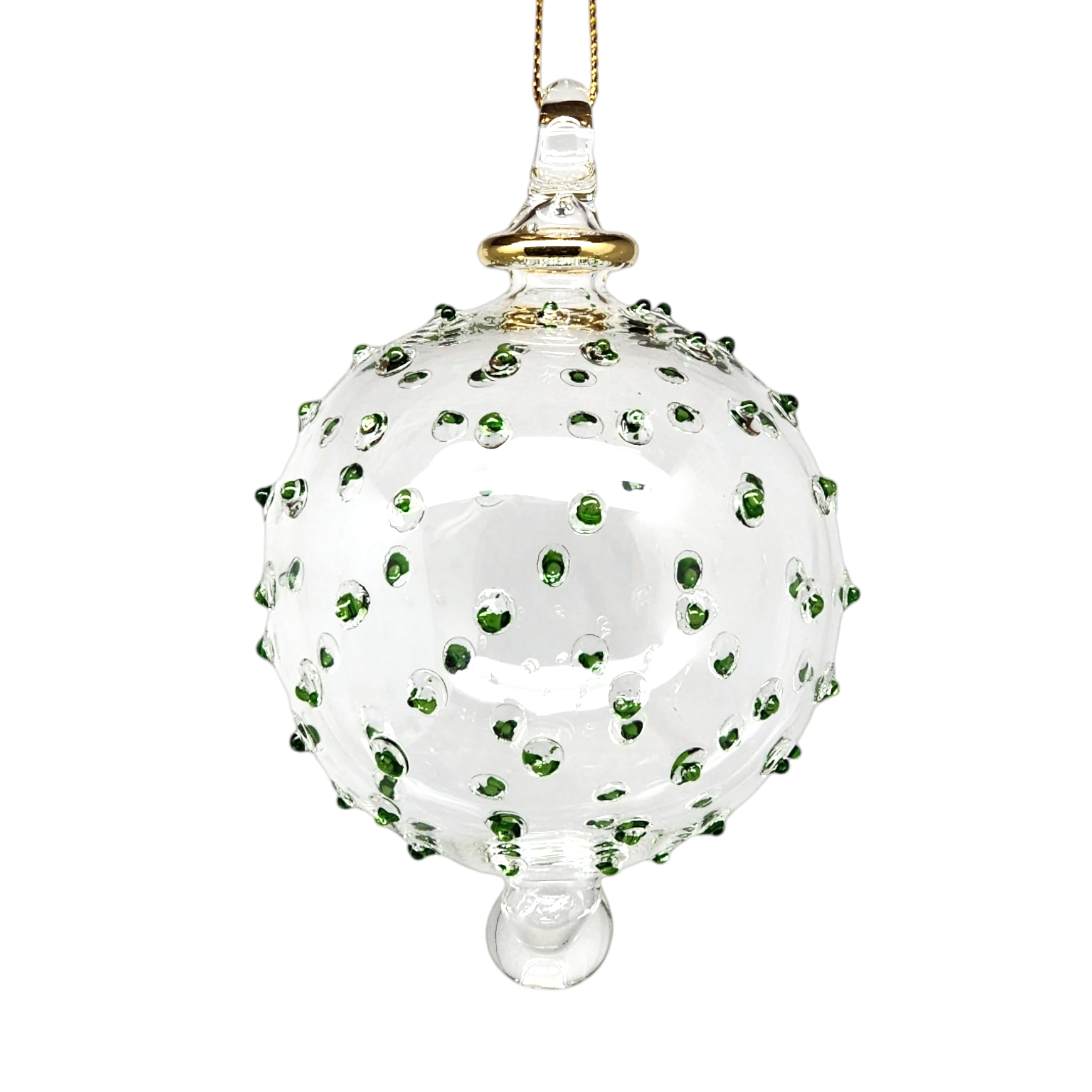 Clear 3" Glass Stipple Ball - Green