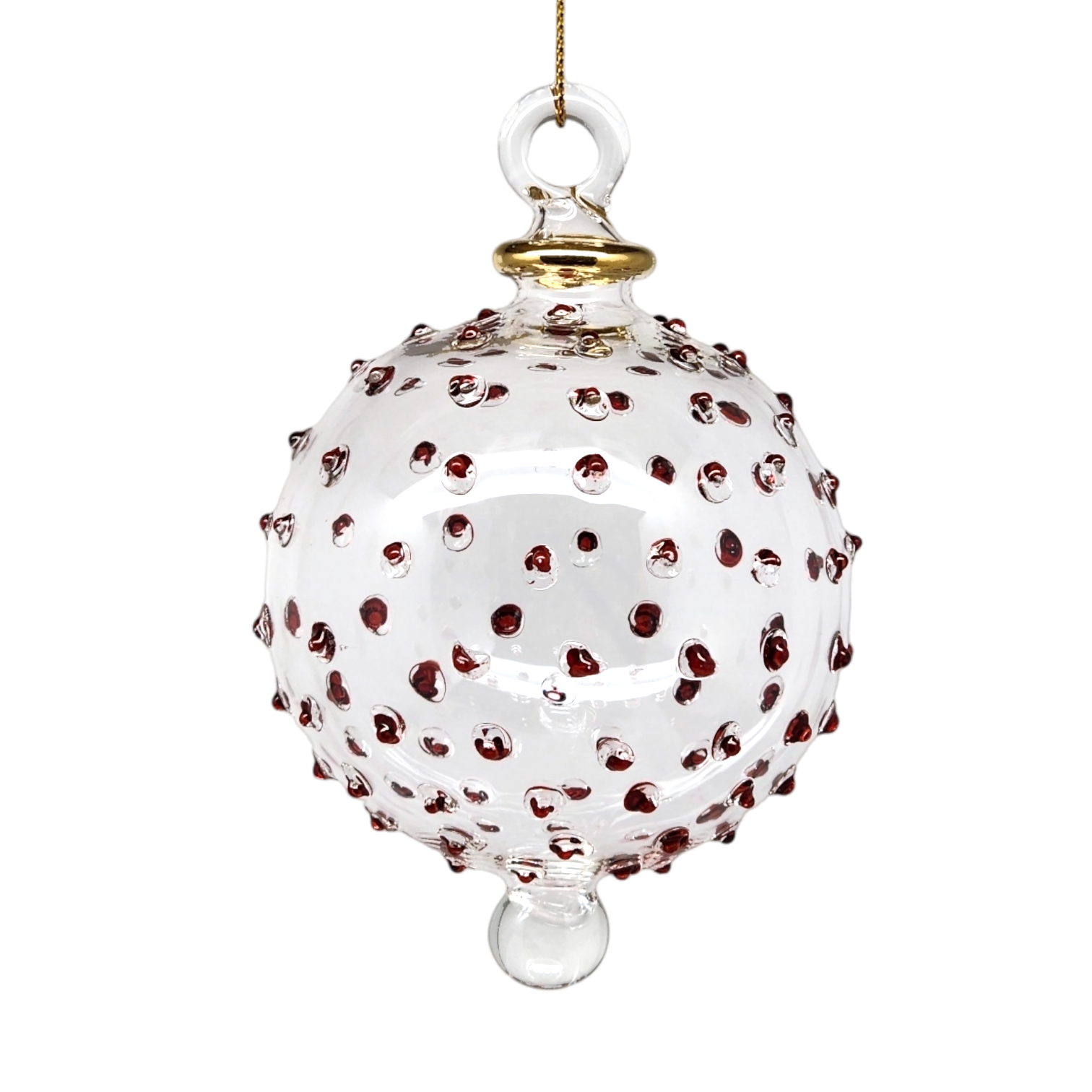 Clear 3" Glass Stipple Ball - Red