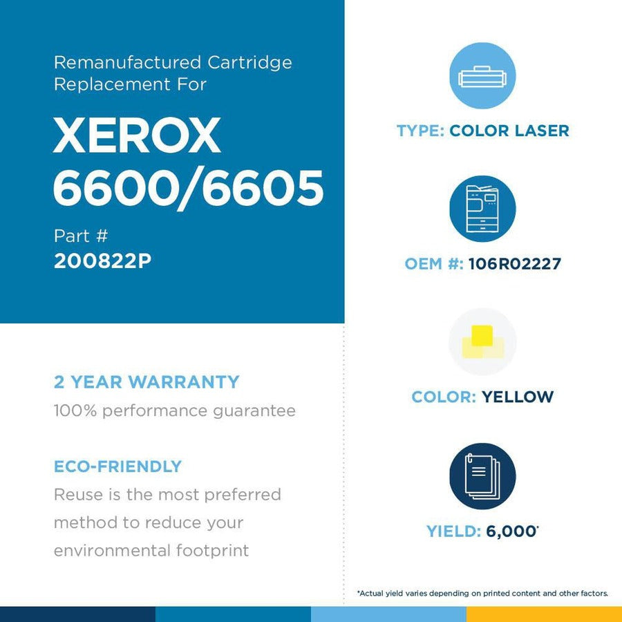 Clover Technologies High Yield Laser Toner Cartridge - Alternative for Xerox 106R02227 - Yellow - 1 Pack 200822P