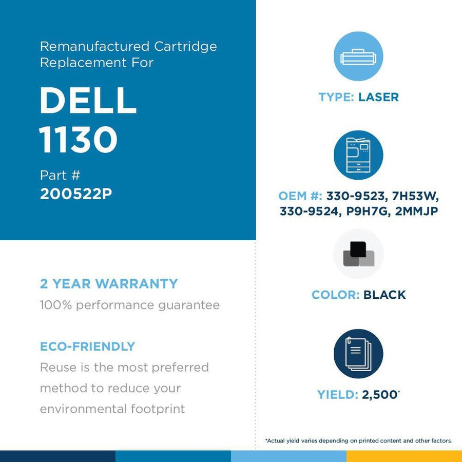 Clover Technologies Remanufactured High Yield Laser Toner Cartridge - Alternative for Dell 330-9523, 7H53W, 330-9524, P9H7G - Black - 1 Pack 200522P