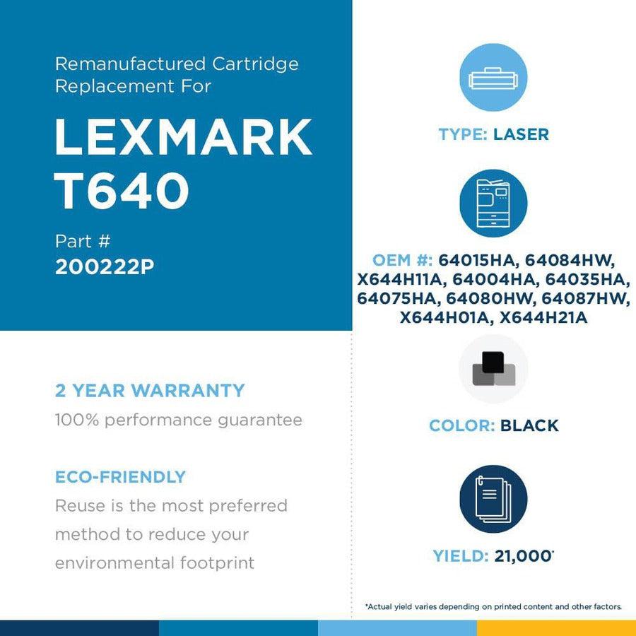 Clover Technologies Remanufactured High Yield Laser Toner Cartridge - Alternative for Lexmark (T640, T642, T644, X642, X644, X646, 64015HA, 64084HW, X644H11A, 64004HA, 64035HA, ...) - Black Pack 200222P