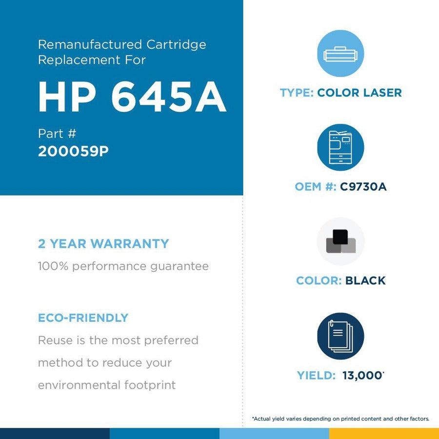 Clover Technologies Remanufactured Laser Toner Cartridge - Alternative for HP 645A, EP-86BK (C9730A, 6830A005) - Black Pack 200059P