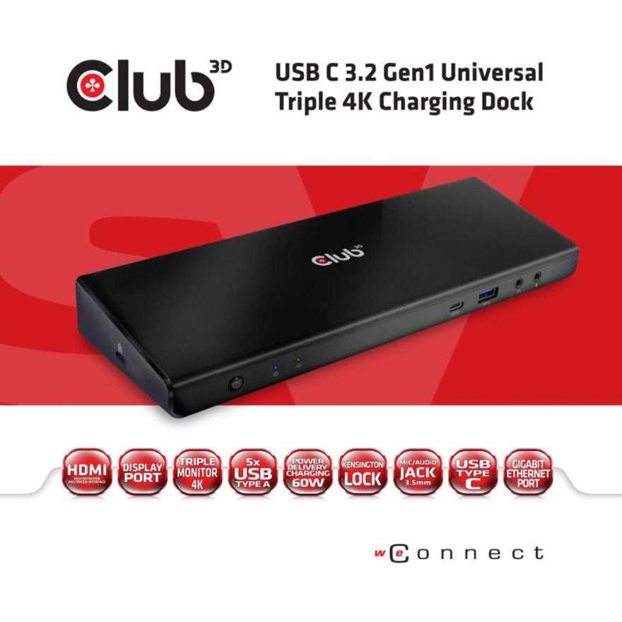 Club 3D USB C 3.2 Gen1 Universal Triple 4K Charging Dock CSV-1562