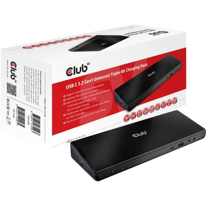 Club 3D USB C 3.2 Gen1 Universal Triple 4K Charging Dock CSV-1562