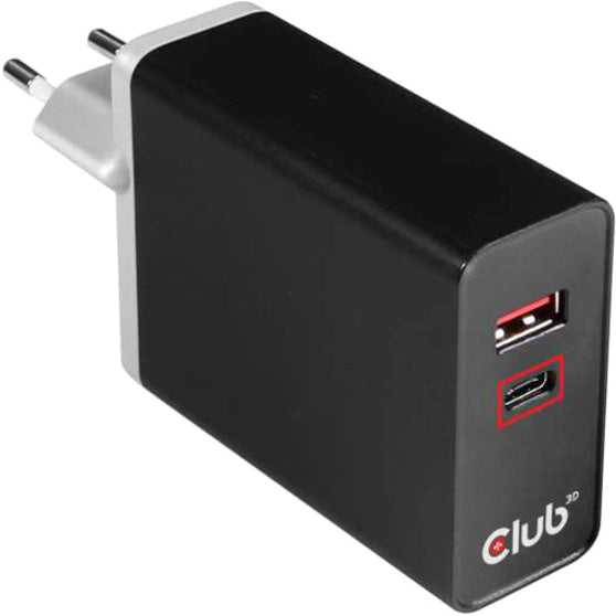 Club 3D USB Type A and C Dual Power Charger up to 60W CAC-1902
