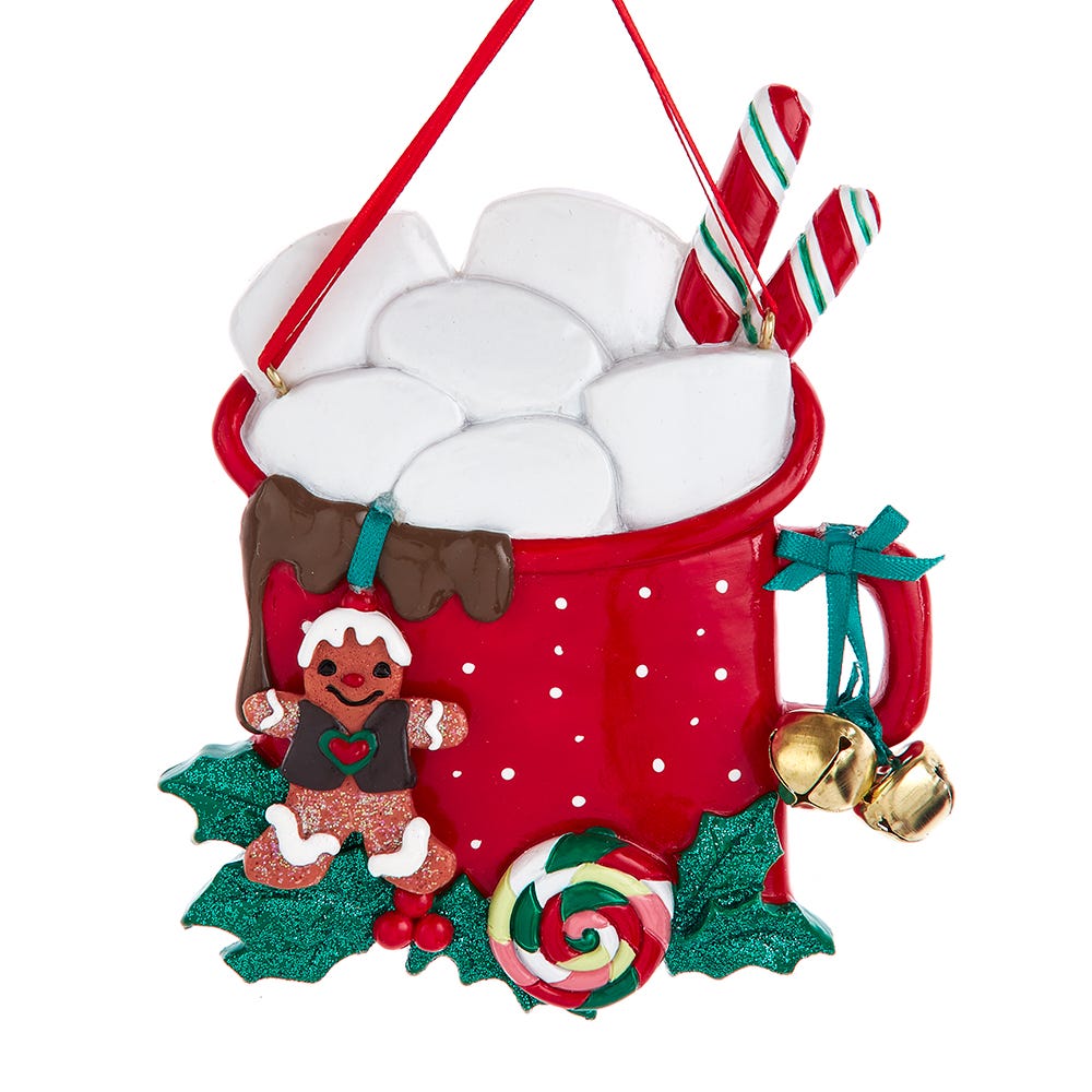 Cocoa Mug With Marshmallows Ornament - Family of 6