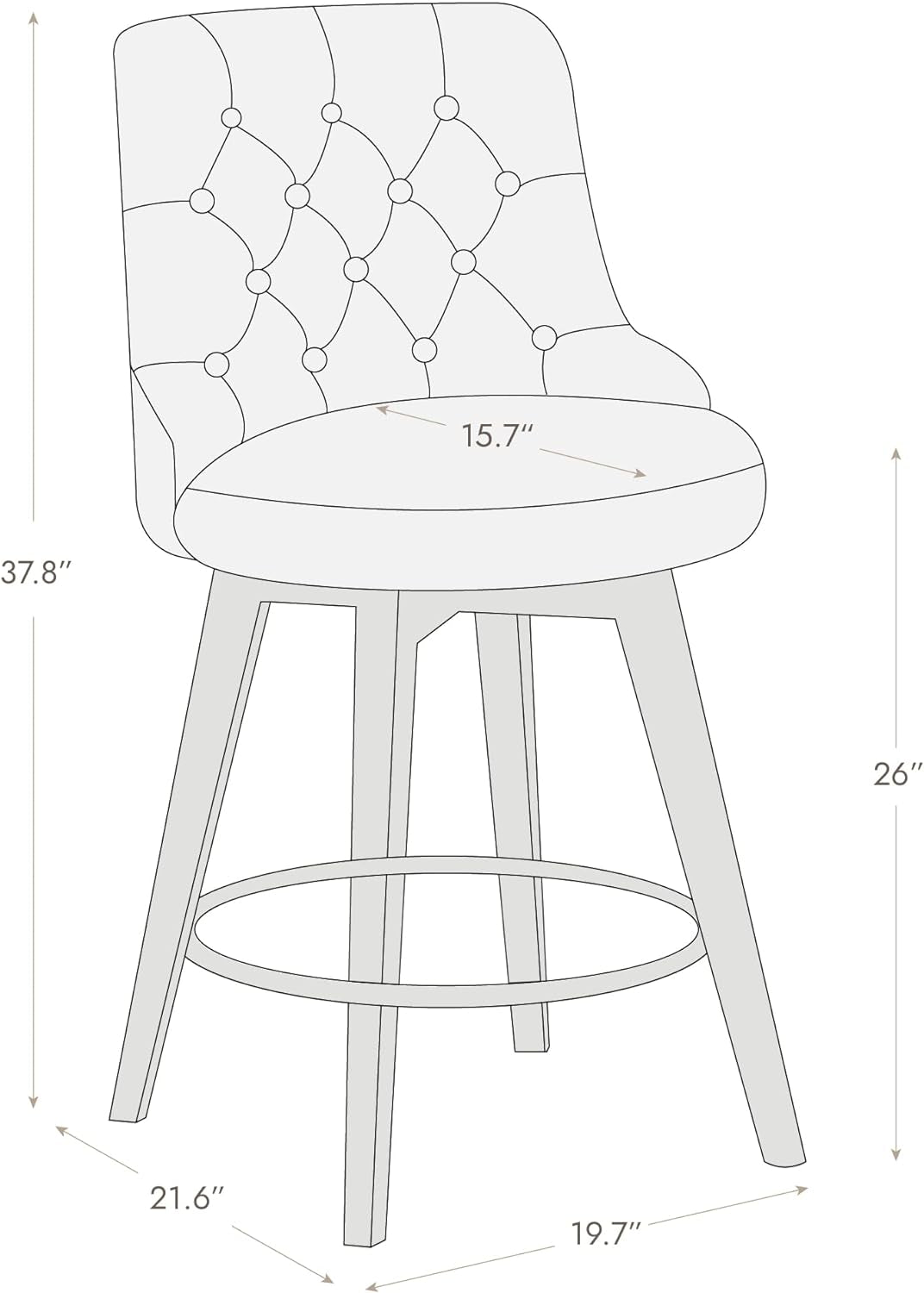 Cognac Counter Height Swivel Bar Stool With Back 26 In Seat