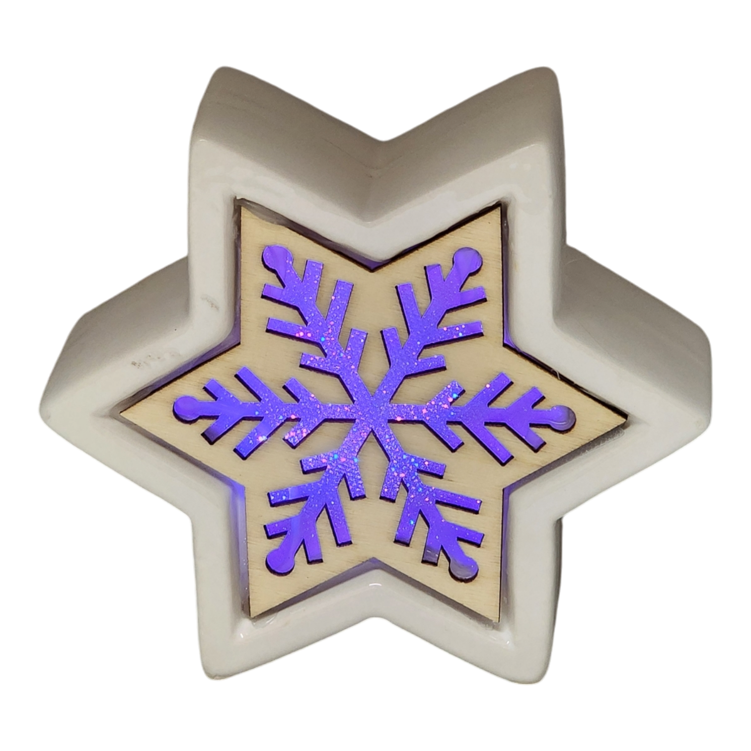 Color Changing Dolomite & Wood Decor - Snowflake