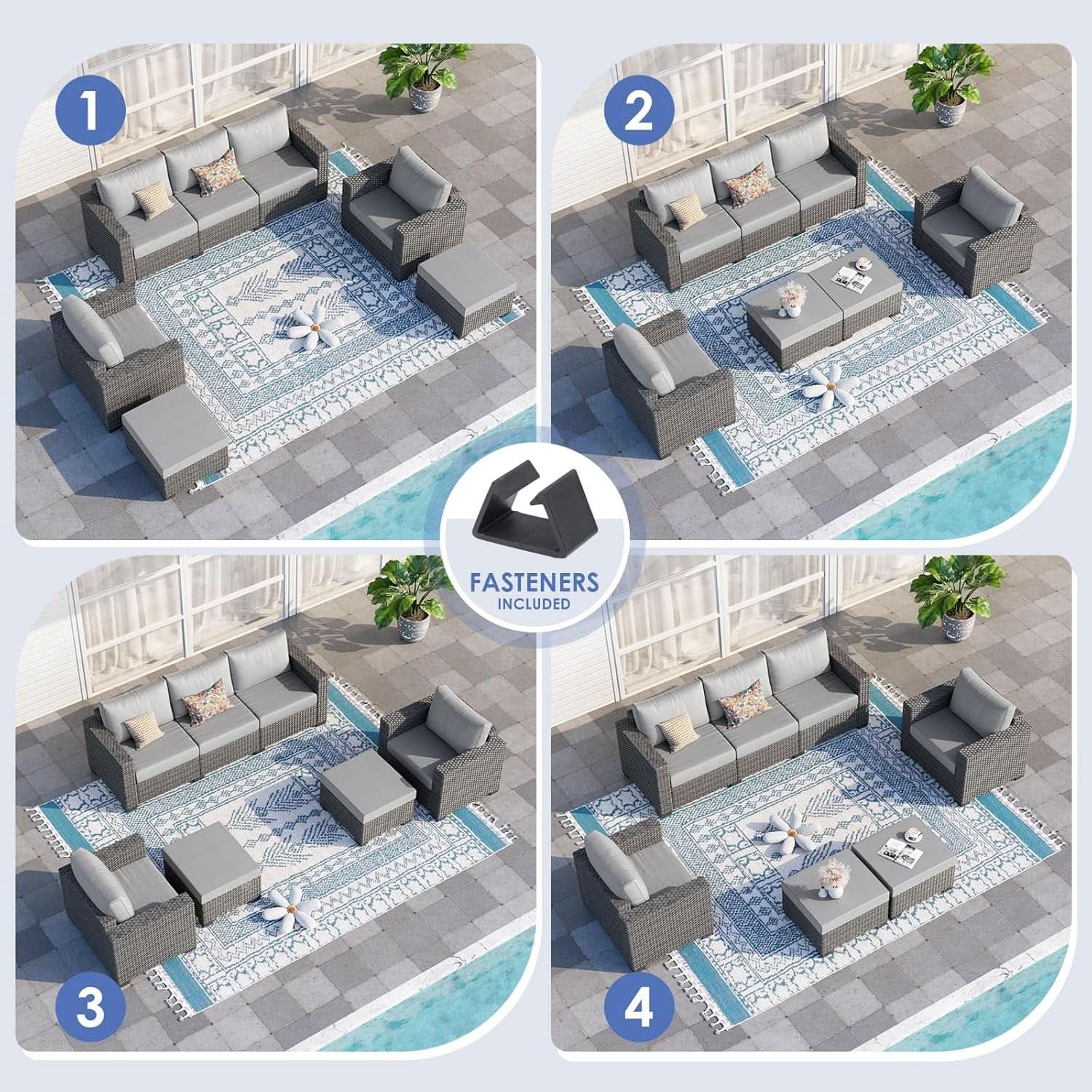 Comfortable Wicker Rattan Outdoor Patio Furniture Set