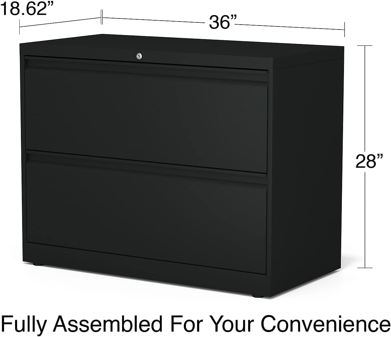Commercial 36 Inch Wide 2 Drawer Lateral File Cabinet Black