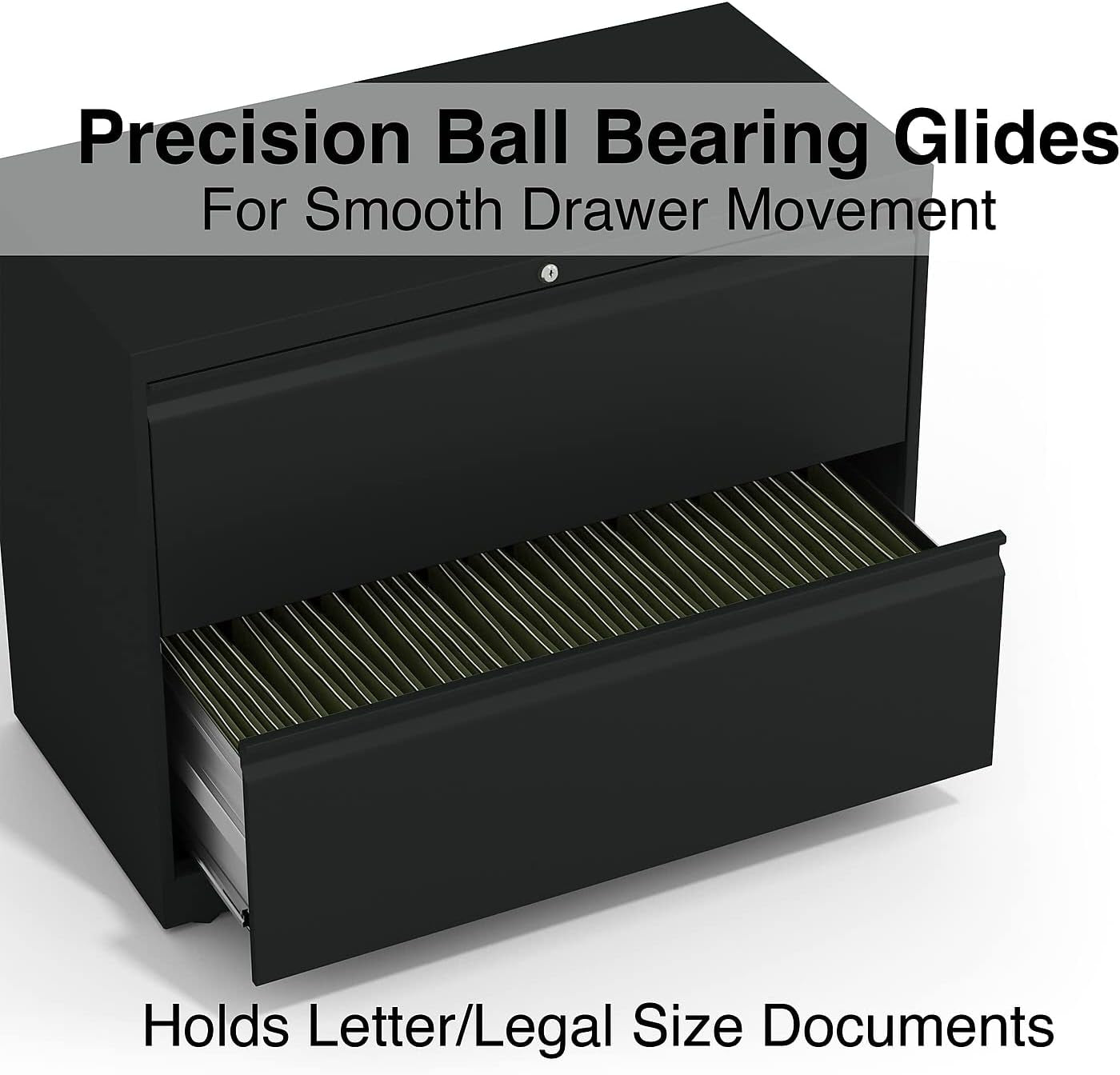 Commercial 36 Inch Wide 2 Drawer Lateral File Cabinet Black