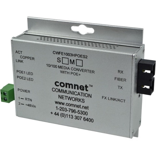 Comnet Commercial Grade 100Mbps Media Converter With 48V Poe, Mini Cwfe1005Poes/M