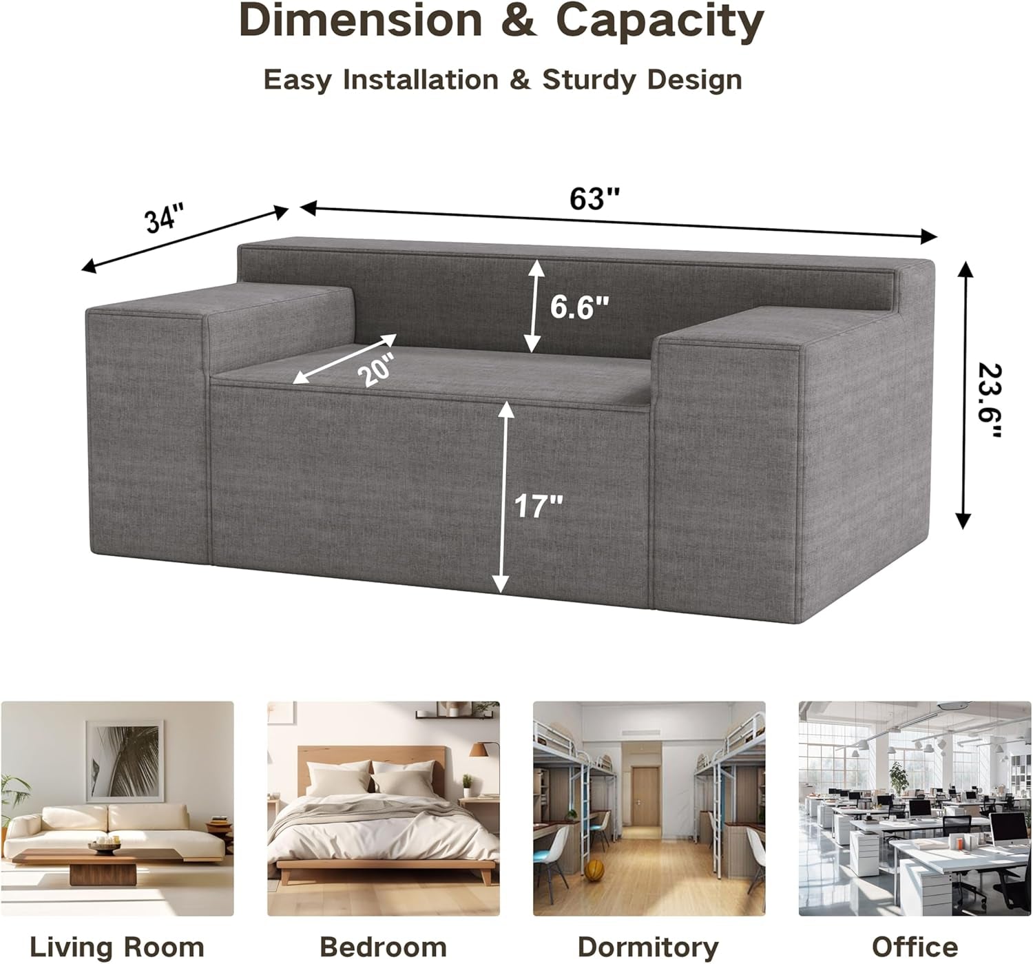 Compact Modern Loveseat Sofa Couch for Small Spaces