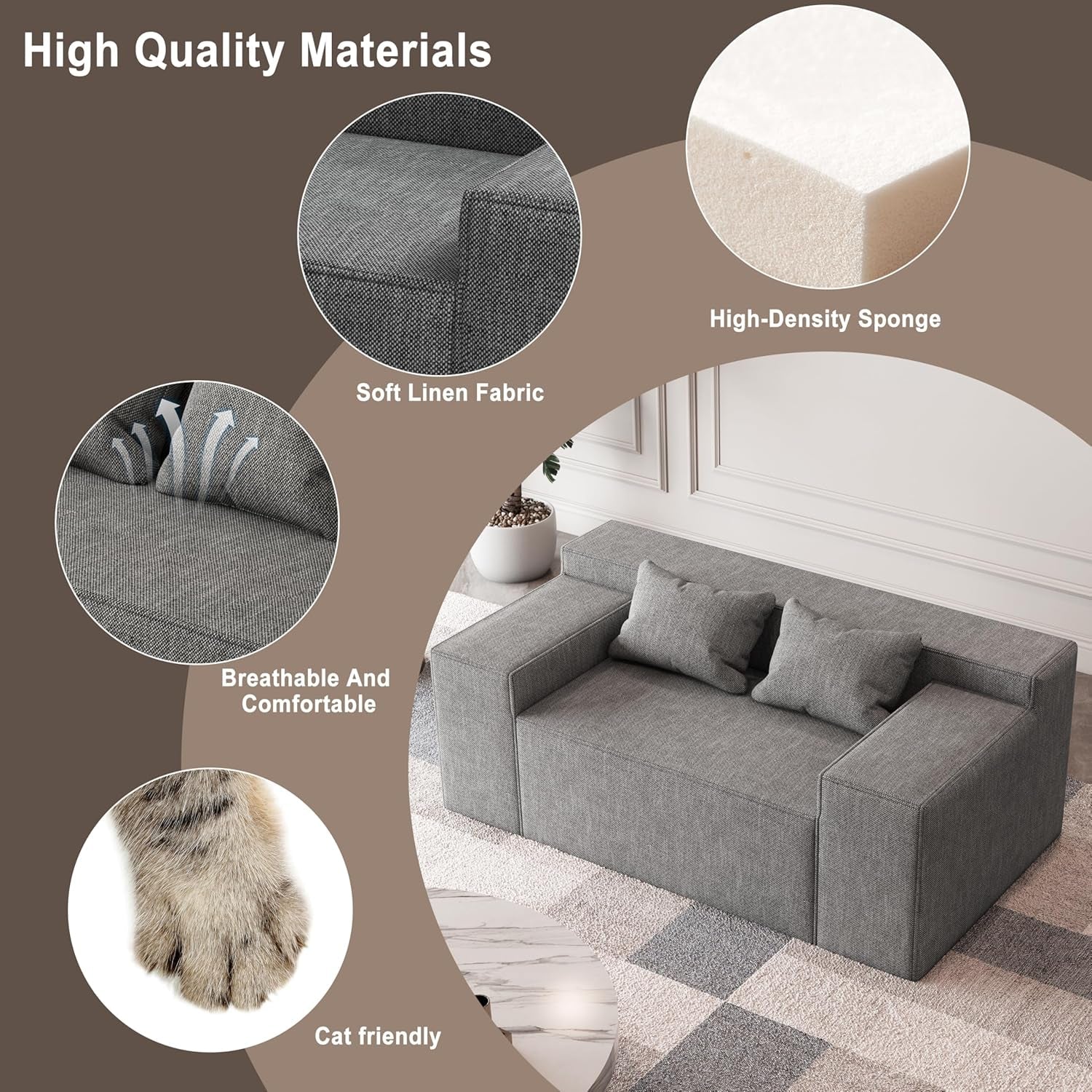 Compact Modern Loveseat Sofa Couch for Small Spaces