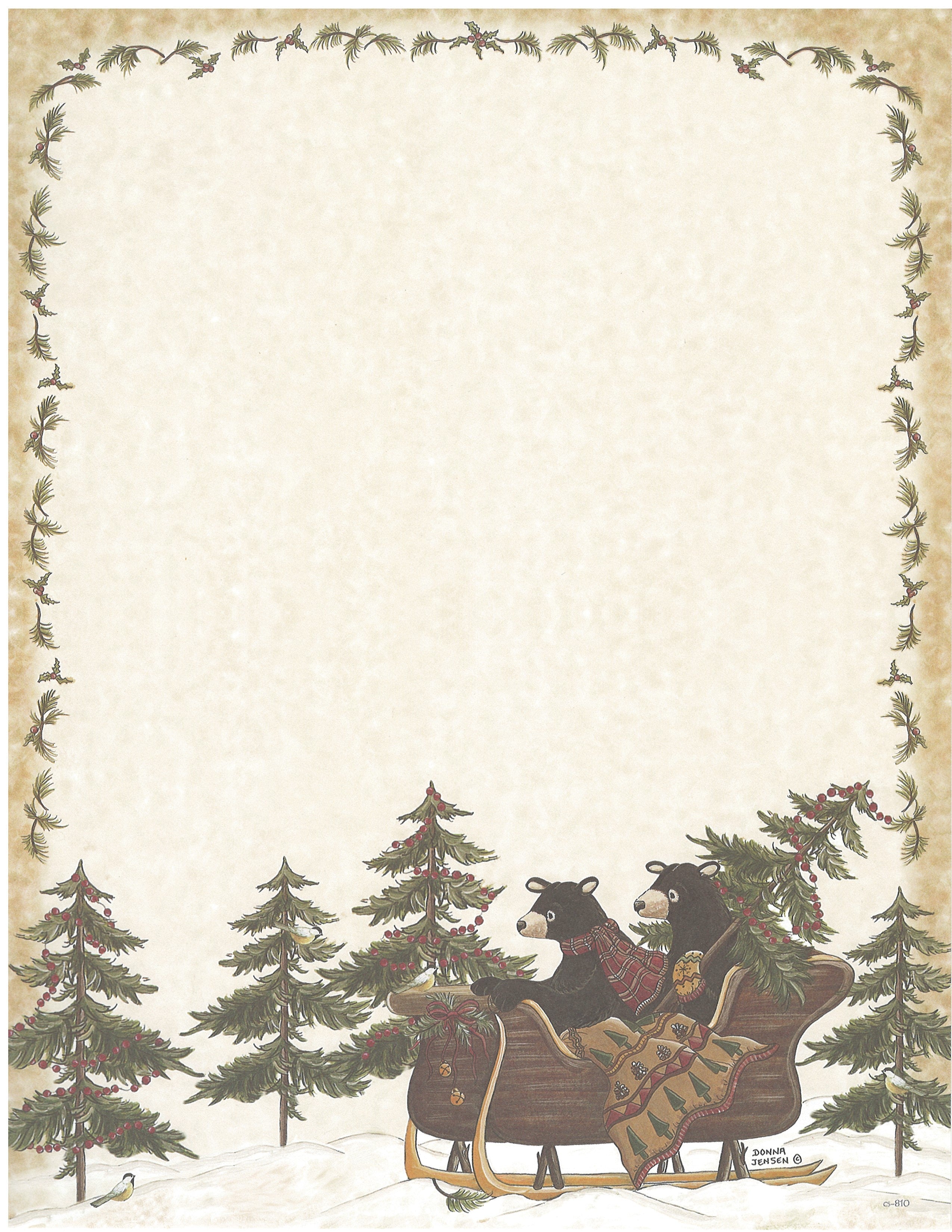 Computer Stationary - Bears in a Sleigh