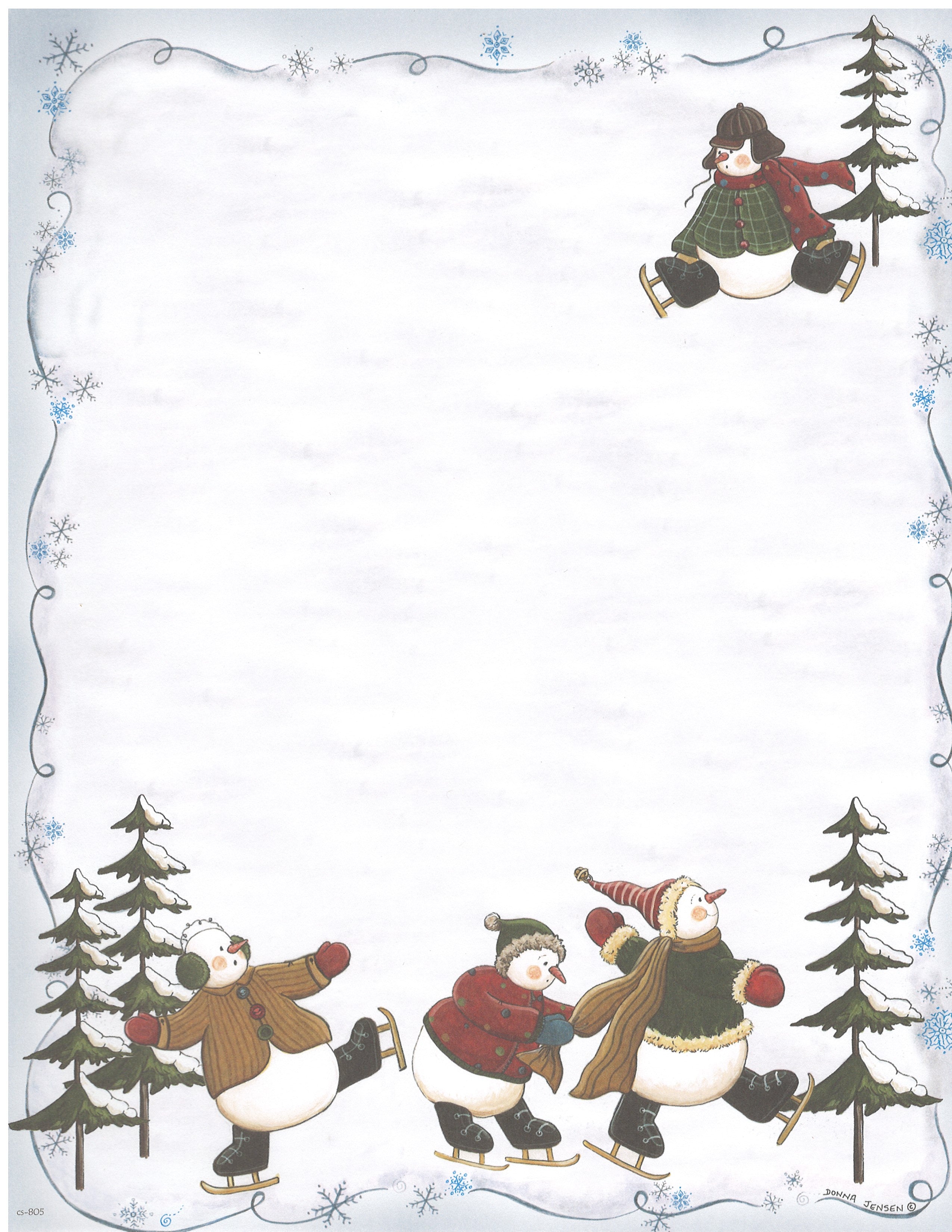 Computer Stationary - Skating Snowmen