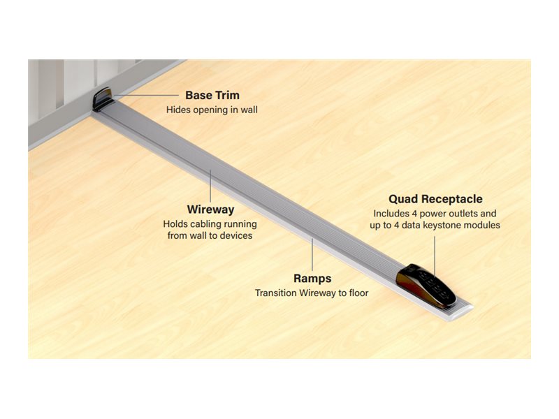 Connectrac Express - Cable management kit with power receptacles - floor mountable - 12 ft - silver CTXPO112251CSV