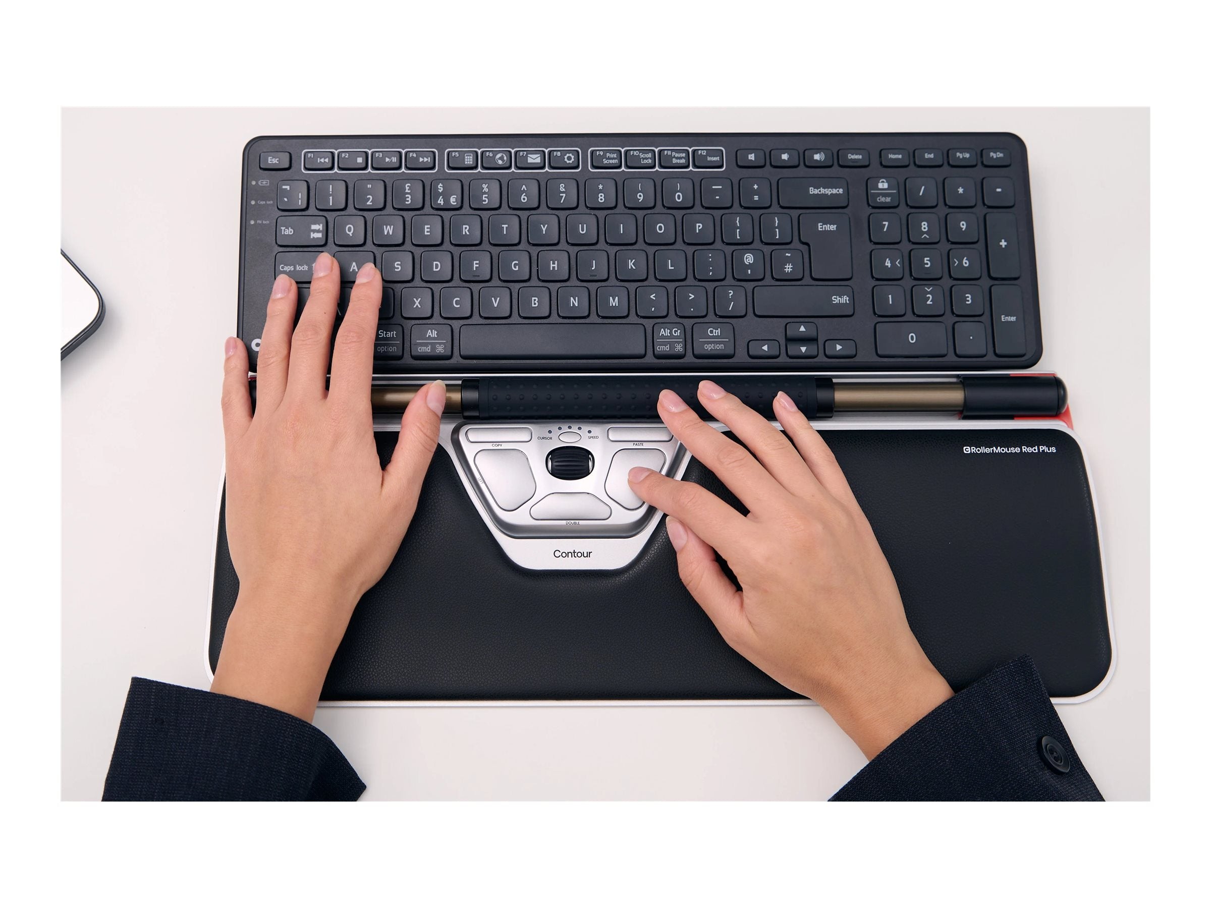 Contour RollerMouse Red Plus - Central pointing device - ergonomic - right and left-handed - dual laser - 8 buttons - wired - RMREDPLUS-SS