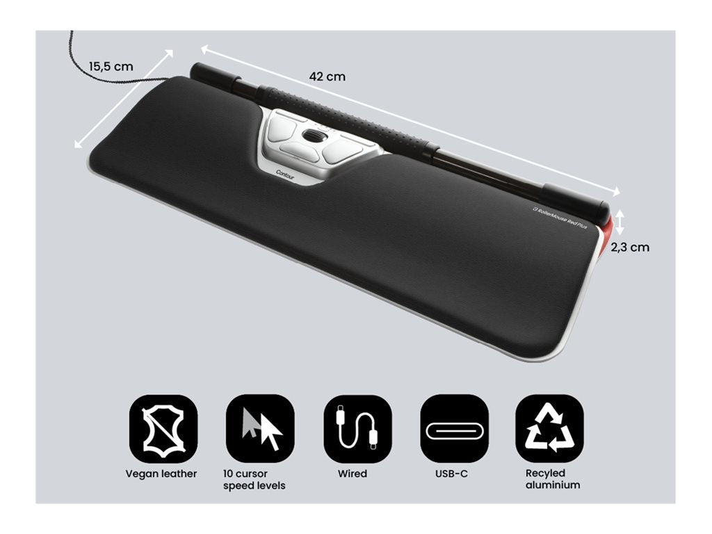 Contour RollerMouse Red Plus - Centred mouse - ergonomic - 7 buttons - wired