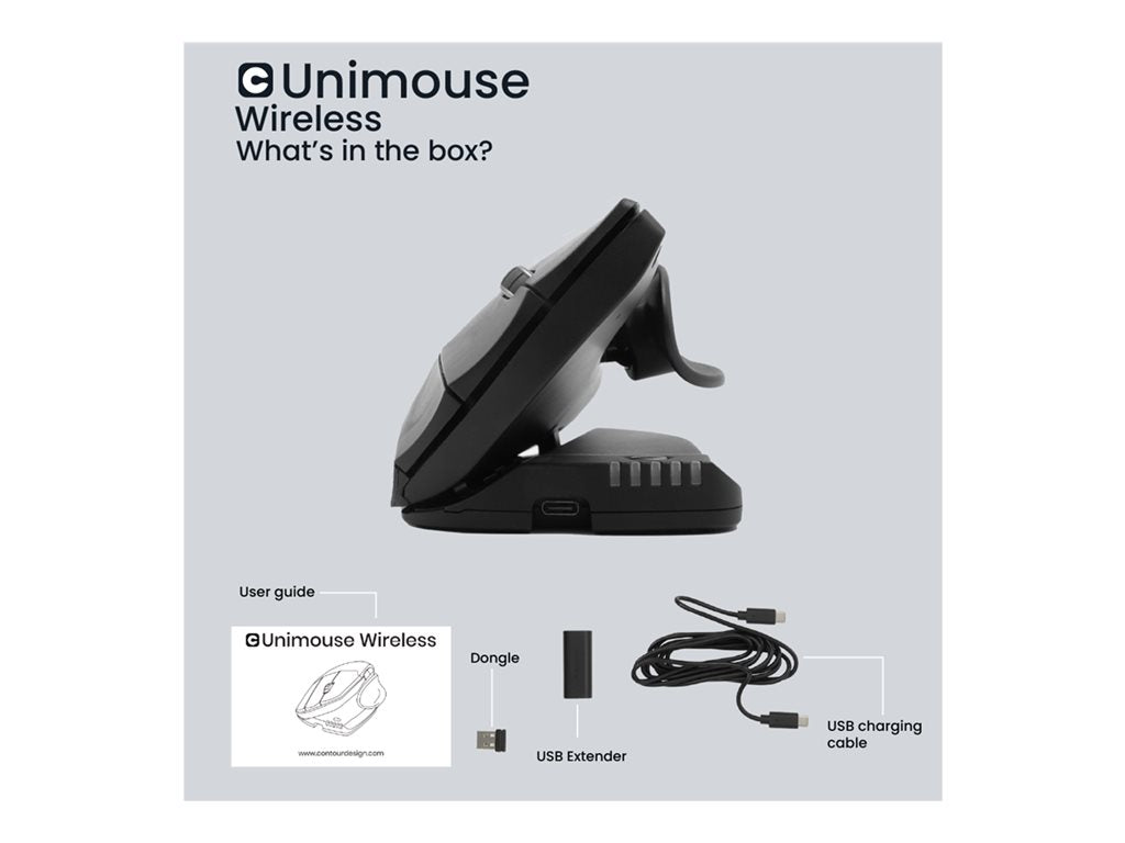 Contour Unimouse - Mouse - ergonomic - infrared - 7 buttons - wired - USB-C - black
