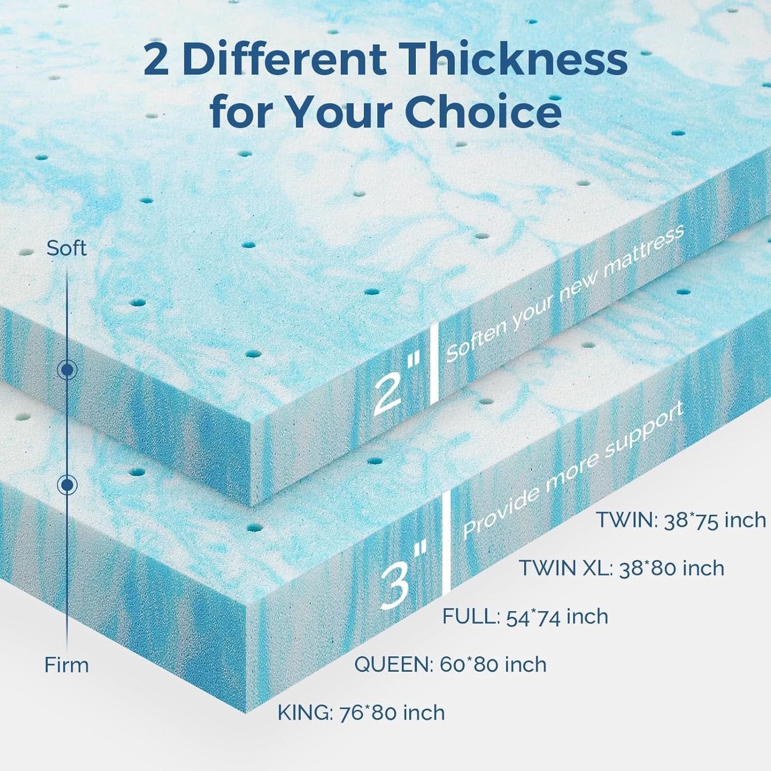 Cooling Gel Memory Foam Mattress Topper for Comfort