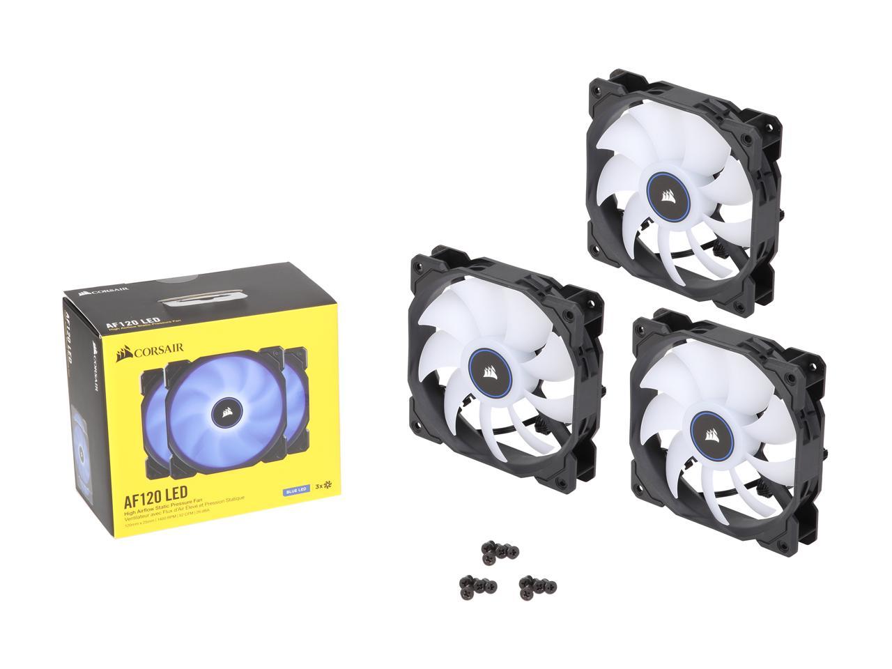 Corsair Af Series Af120 Led (2018) Co-9050084-Ww 120Mm Blue Led Case Fan, 3-Pack.