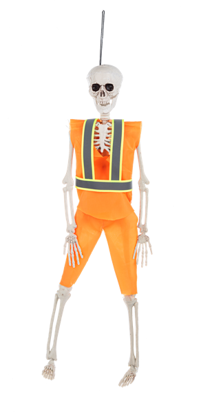 Costumed Hanging Skeleton - Road Work Crew