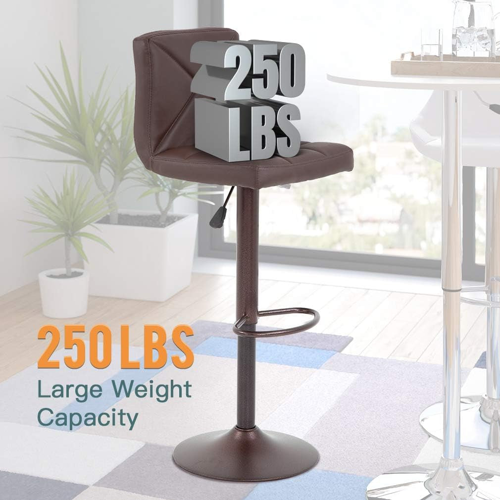 Counter Height Bar Stools Set Of 2 PU Leather Adjustable Swivel