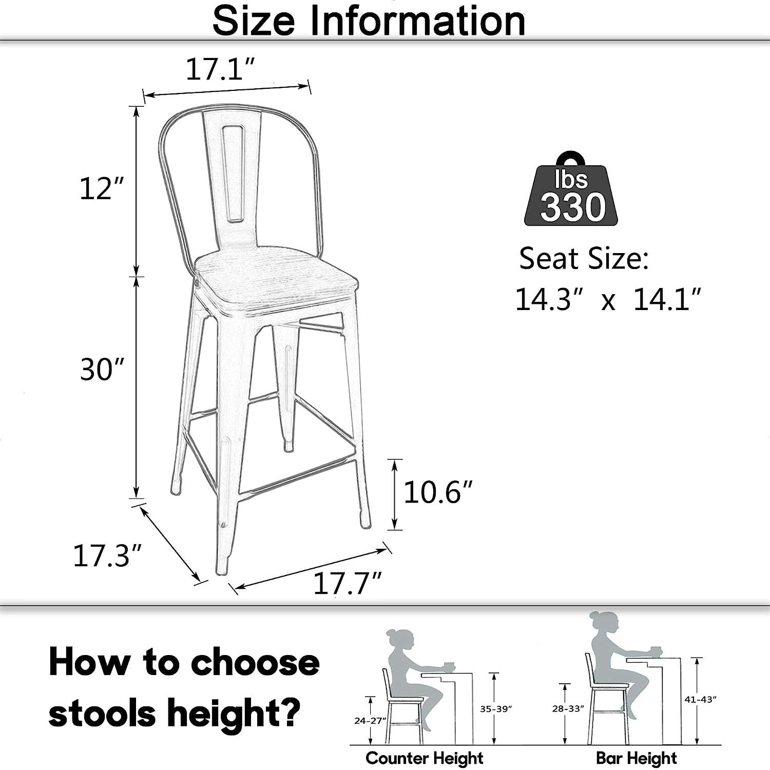 Counter Height Swivel Bar Chairs With Back Set Of 4