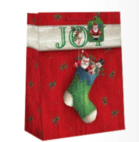 Country Christmas Gift Bag - Large - Joy Stocking