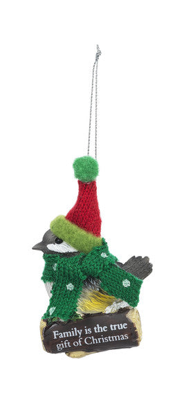 Cozy Bird Ornament - Family is the true gift of Christmas