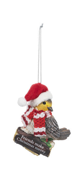 Cozy Bird Ornament - Friends make Christmas merry