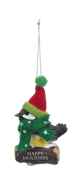 Cozy Bird Ornament - HAPPY HOLIDAYS