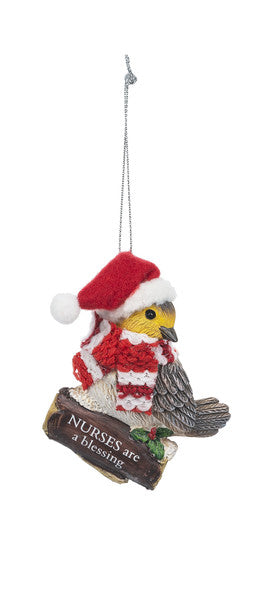 Cozy Bird Ornament - NURSES are a blessing