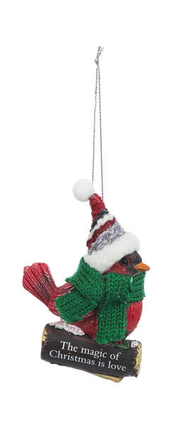 Cozy Bird Ornament - The Magic of Christmas is Love
