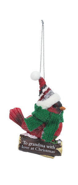 Cozy Bird Ornament - To grandma with love at Christmas