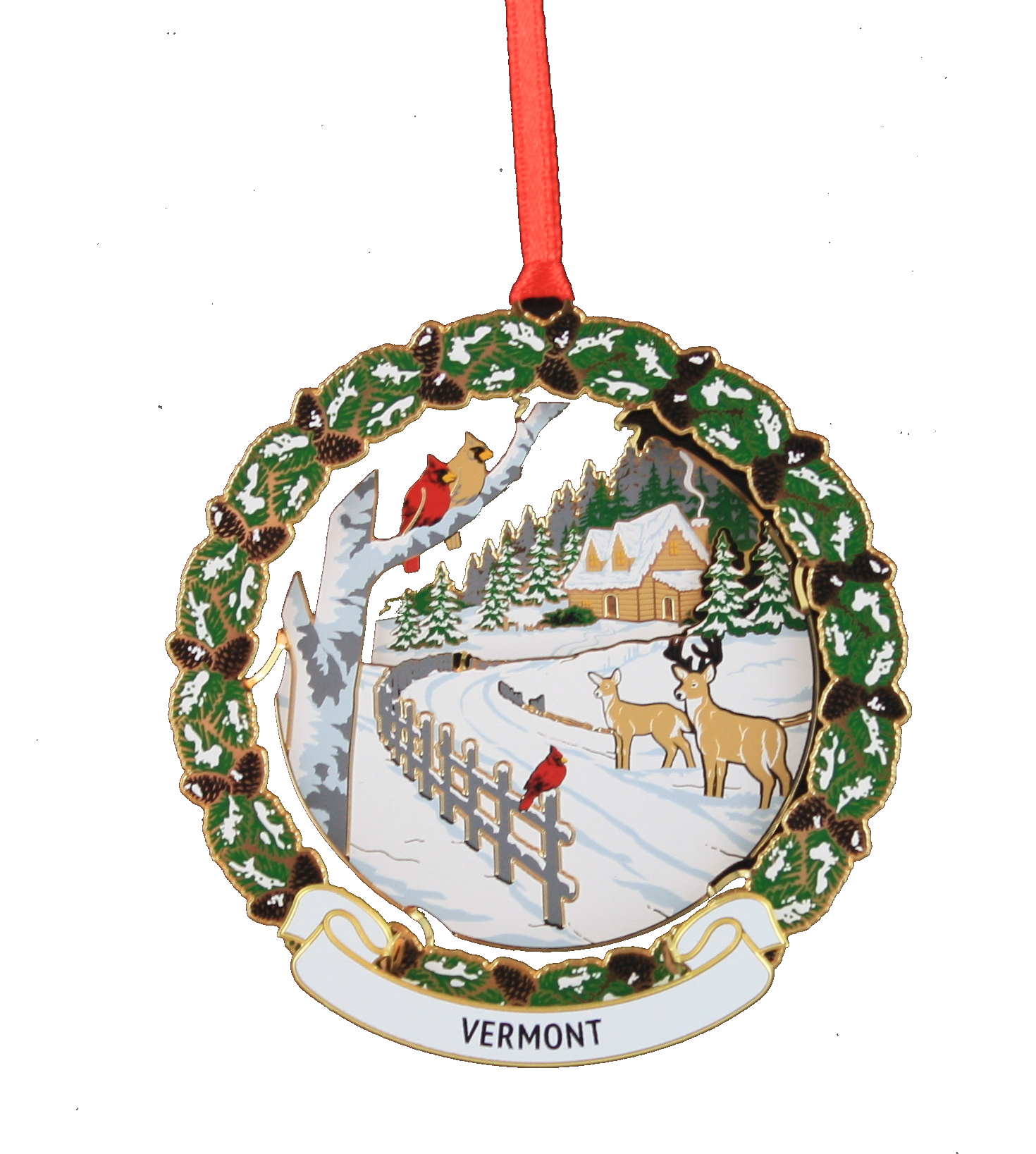 Cozy Cabin Collectible Brass Ornament