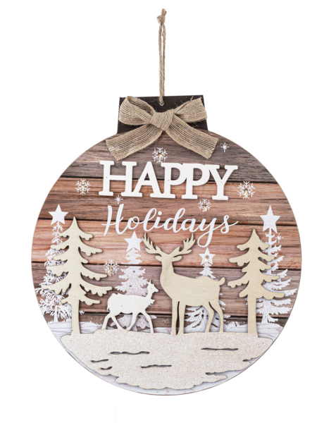 Cozy Cabin Light Up Hanging Signs - Happy Holidays