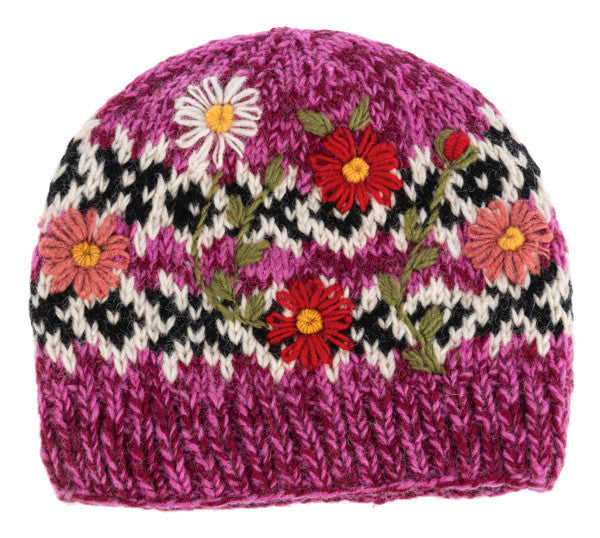 Cozy Embroidered Wool Beanie -